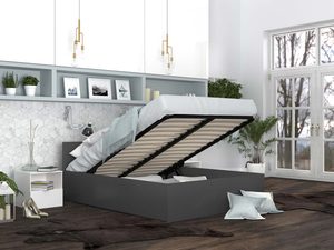 Miniaturka 5 - Łóżko do sypialni podnoszony stelaż szare BASEL PLUS