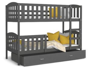 Miniaturka 7 - Szare łóżko piętrowe VISPO z szarą szufladą