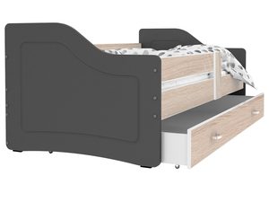 Miniaturka 10 - Łóżko parterowe z szufladą na pościel szary dąb sonoma SWING