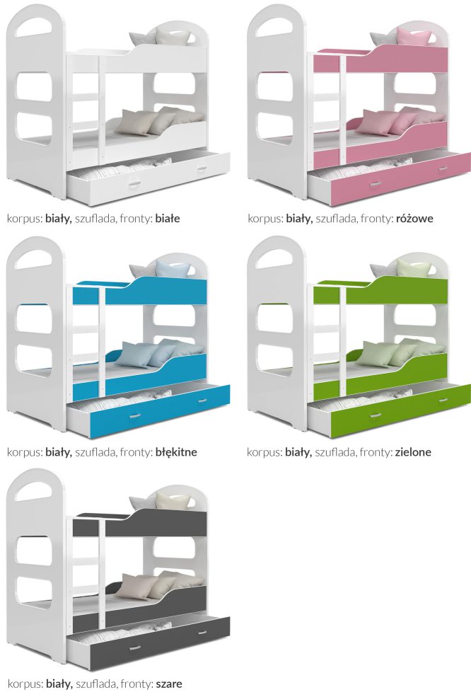 Łóżko dziecięce piętrowe kolory FIROME