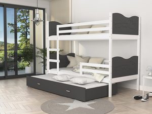 Miniaturka 20 - Piętrowe łóżko szare dla dzieci z szufladą CUBI 3