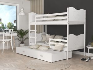 Miniaturka 23 - Piętrowe łóżko białe dla dzieci z szufladą CUBI 3