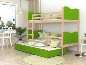 Miniaturka 26 - Piętrowe łóżko zielone dla dzieci z szufladą CUBI 3