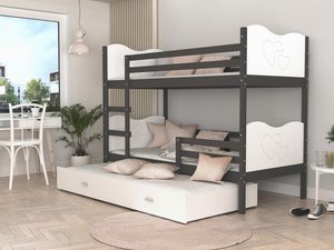 Miniaturka 27 - Piętrowe łóżko białe dla dzieci z szufladą CUBI 3