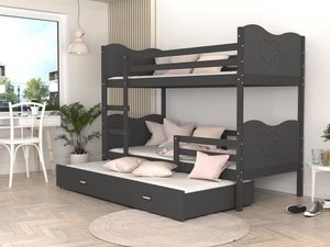 Miniaturka 28 - Piętrowe łóżko szare dla dzieci z szufladą CUBI 3