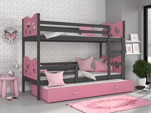 Miniaturka 35 - Piętrowe łóżko różowe dla dzieci z szufladą CUBI 3