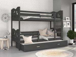 Miniaturka 34 - Piętrowe łóżko szare dla dzieci z szufladą CUBI 3