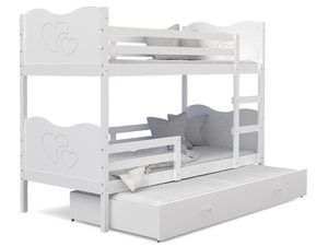 Miniaturka 9 - Piętrowe łóżko białe serca z szufladą CUBI 3