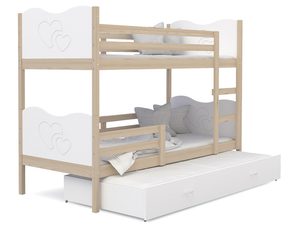 Miniaturka 7 - Piętrowe łóżko sosnowe białe serca z szufladą CUBI 3