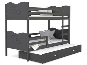 Miniaturka 2 - Piętrowe łóżko szare serca z szufladą CUBI 3