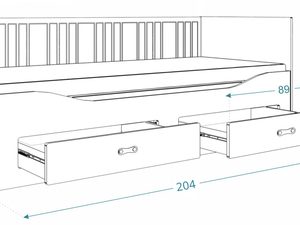 Miniaturka 12 - Białe łóżko rozkładane dla dziecka z szufladami wymiary PEGASUS