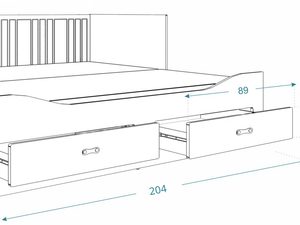 Miniaturka 13 - Białe łóżko rozkładane dla dziecka z szufladami rozłożone wymiary PEGASUS