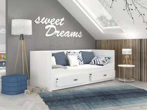 Miniaturka 4 - Białe łóżko rozkładane dla dziecka z szufladami aranżacja PEGASUS