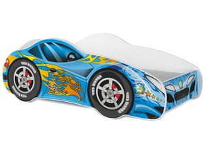 Miniaturka 2 - Łóżko 140x70 auto z materacem niebieskie SPEED