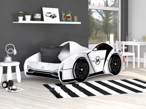 Miniaturka 18 - Łóżko auto dla dziecka z materacem białe 140x70 SPEED