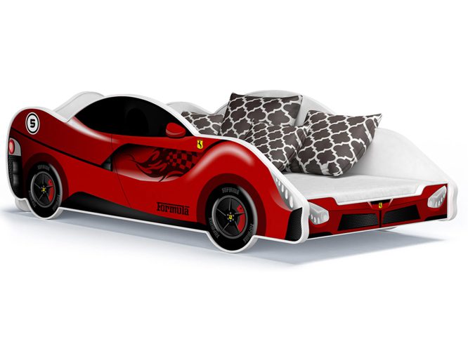 Łóżko auto do pokoju dziecięcego czerwień SPEED 180x90