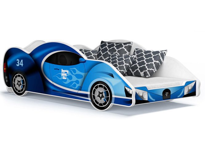 Łóżko auto do pokoju dziecięcego niebieskie SPEED 180x90