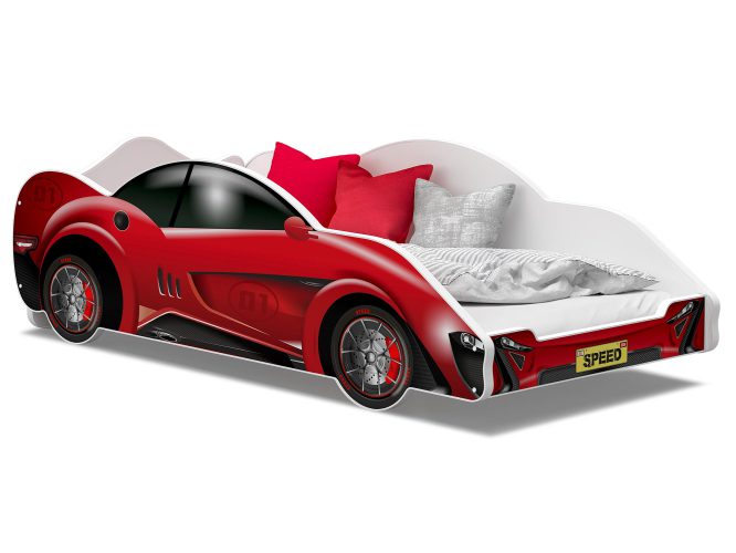 Łóżko auto do pokoju dziecięcego czerwone SPEED 180x90