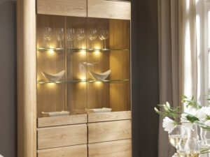Miniaturka 11 - Duża witryna dębowa z przeszklonymi drzwiami i oświetleniem LED
