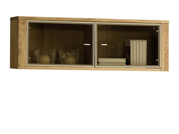 Wisząca dębowa szklana witryna w kolorze dębu