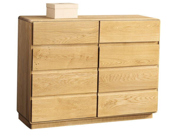 Drewniana komoda dębowa z sześcioma szufladami bez uchwytów