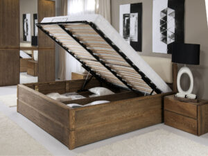 Miniaturka 15 - Łóżko dębowe sypialniane z pojemnikiem i stelażem podnoszonym