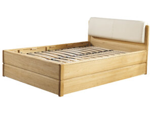 Miniaturka 2 - Łóżko drewniane dębowe z tapicerowanym zagłówkiem i stelażem