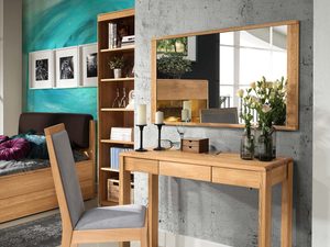 Miniaturka 1 - Drewniana toaletka/biurko z lustrem i krzesłem aranżacja SETO