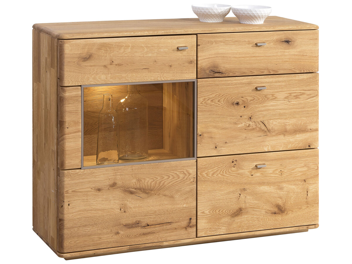 Niska komoda ze szkłem Maseri