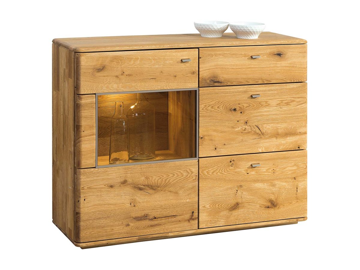 Niska komoda ze szkłem Maseri