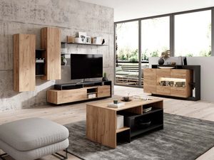 Miniaturka 4 - Modna meblościanka czarno drewniana aranżacja AURORA