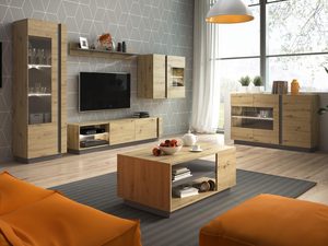 Miniaturka 4 - Zestaw mebli do salonu dąb artisan aranżacja ARCO