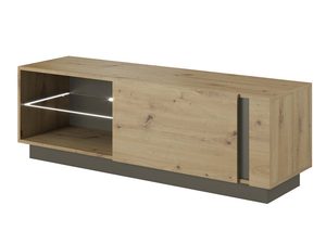 Miniaturka 2 - Szafka na telewizor dąb artisan półka szklana oświetlenie LED CLEOPATRA