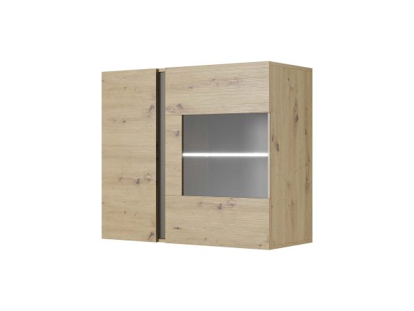 Witryna wisząca dąb artisan przeszklona oświetlenie LED CLEOPATRA