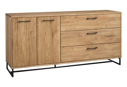 Komoda loftowa na czarnych nóżkach białe tło TAHARO