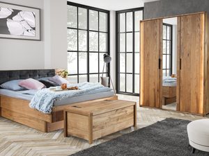 Miniaturka 3 - Drewniana sypialnia z szafą i łóżkiem stoliki nocne MASERI