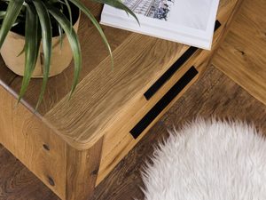 Miniaturka 1 - Drewniany dębowy stolik nosny do sypialni z szufladami widok z góry