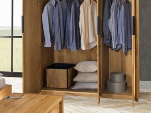 Miniaturka 2 - Duża szafa trzydrzwiowa z lustrem do sypialni pojemna drewniana dębowa