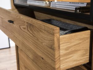 Miniaturka 3 - Fornirowana komoda drewniana z szufladami otwarta