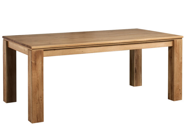 Masywny stół jadalniany z litego drewna dębowego na prostych nogach