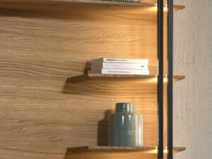 Miniaturka 2 - Regał otwarty dębowy z oświetleniem LED i metalową ramą