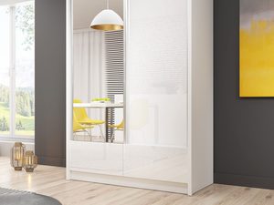 Miniaturka 3 - Pojemna przesuwna szafa biała aranżacja MORIS I 130cm