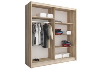 Miniaturka 1 - Otwarte wnętrze szafy w kolorze dąb artisan z półkami i wieszakami