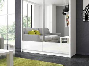 Miniaturka 1 - Szafa przesuwna z lustrem biała MORIS II 180cm
