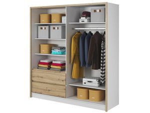 Miniaturka 3 - Szafa z wnętrzem w kolorze drewna i białym korpusem – styl skandynawski