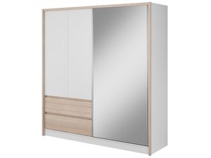 Miniaturka 1 - Biała szafa z lustrem i beżowymi frontami – styl nowoczesny