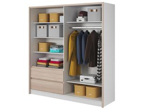 Miniaturka 2 - Szafa z drążkiem i półkami – biały korpus z wnętrzem organizacyjnym