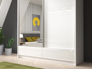 Miniaturka 3 - Przesuwna szafa z lustrem biała aranżacja MORIS I 200cm