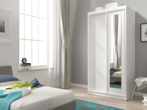 Miniaturka 5 - Nowoczesna dwudrzwiowa szafa z lustrem biała aranżacja TITOS 100cm