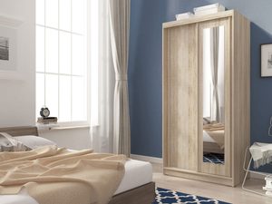 Miniaturka 4 - Nowoczesna dwudrzwiowa szafa z lustrem dąb sonoma aranżacja TITOS 100cm